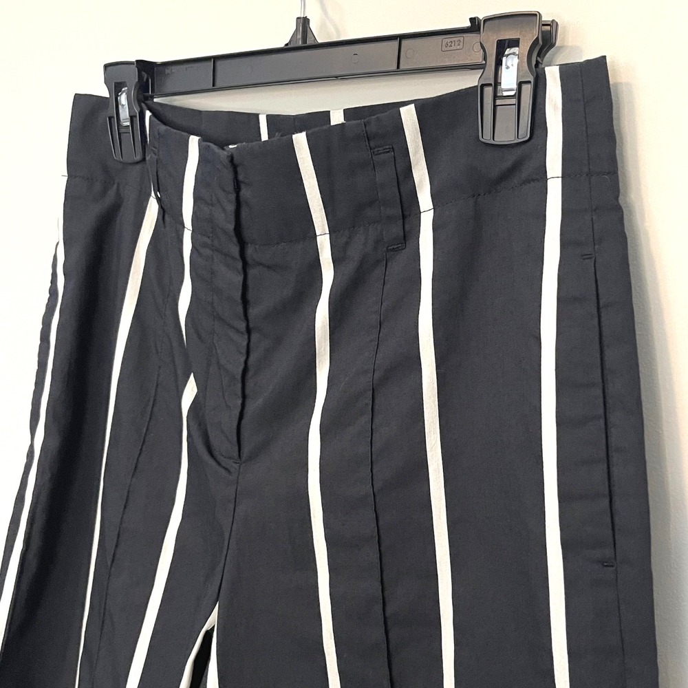 Luisa Cerano Striped Wide Leg Trousers Women 8 Navy White Nautical Cropped Pants - Picture 3 of 11